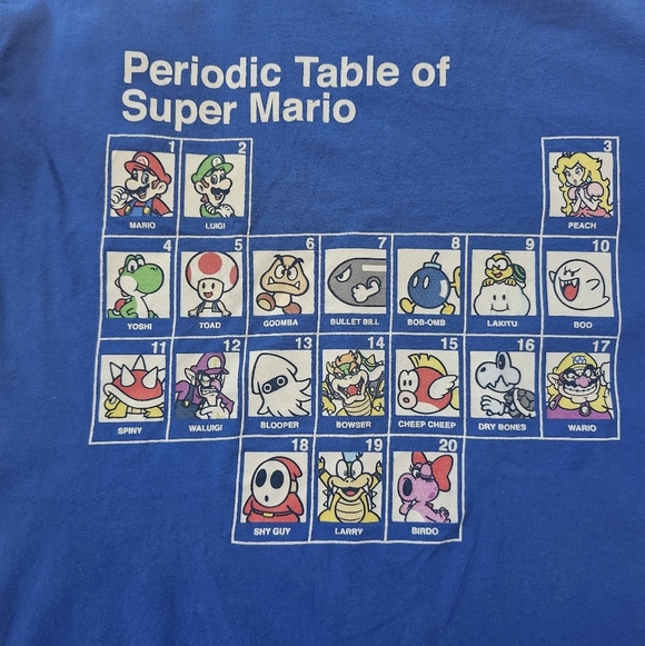 Vintage Super Mario Periodic Table Graphic Tee Men’s Sz S Approx Gamer T-Shirt - Picture 3 of 6
